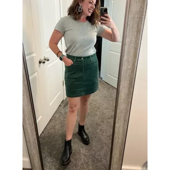NWT J Crew Corduroy Mini Skirt A-line Dark Green Womens Size 12 - Picture 1 of 9